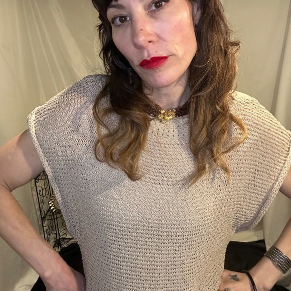 Classique Entier Boatneck Doleman Sleeve Oatmeal Sweater Size Small - Picture 3 of 9